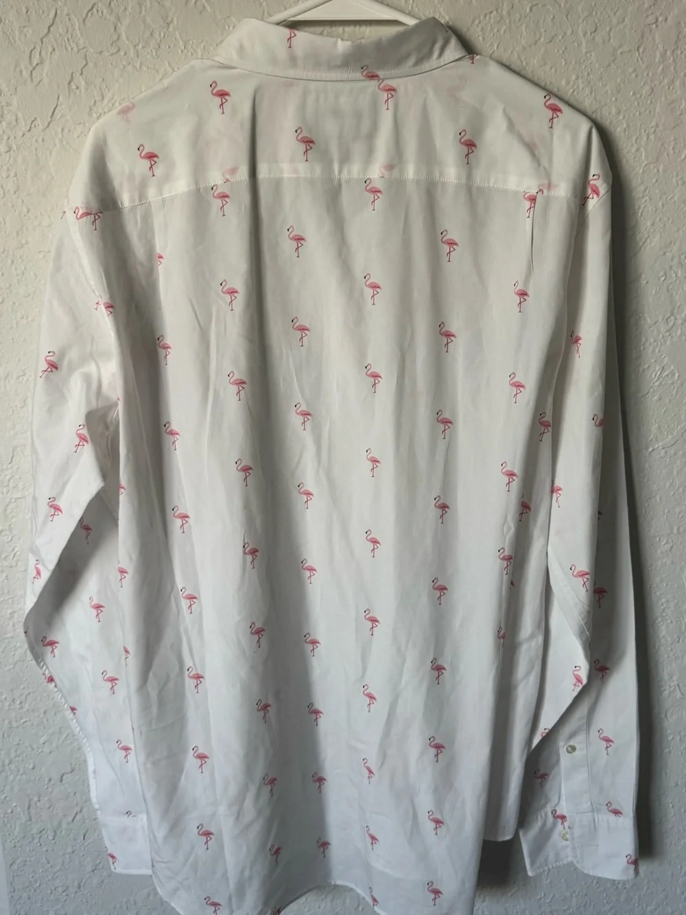 Bonobos White Button-Down Shirt with Pink Flamingo Print